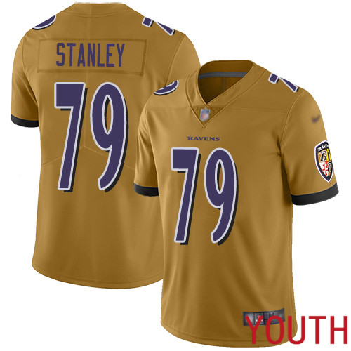 Baltimore Ravens Limited Gold Youth Ronnie Stanley Jersey NFL Football #79 Inverted Legend